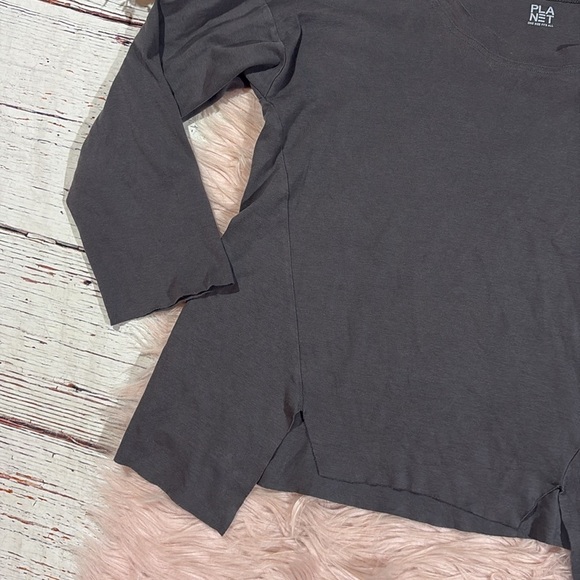 Planet by Lauren G Gray Pima Cotton Vent Long Sleeve Tee One Size - Picture 5 of 9